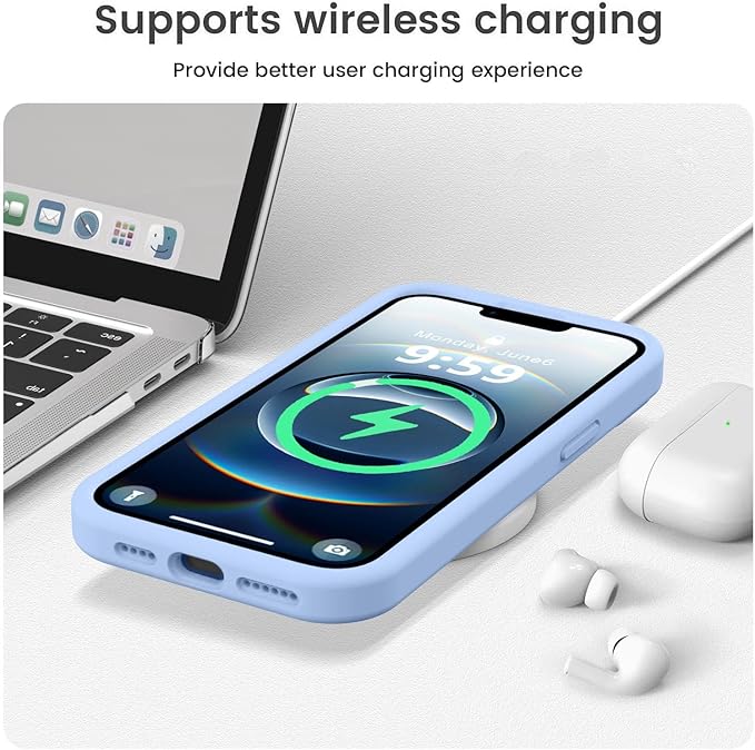 Vooii Compatible with iPhone 16e Case, Liquid Silicone Upgrade [Camera Protection] [Soft Anti-Scratch Microfiber Lining] Shockproof Phone Case for iPhone 16e 6.1 inch - Light Blue