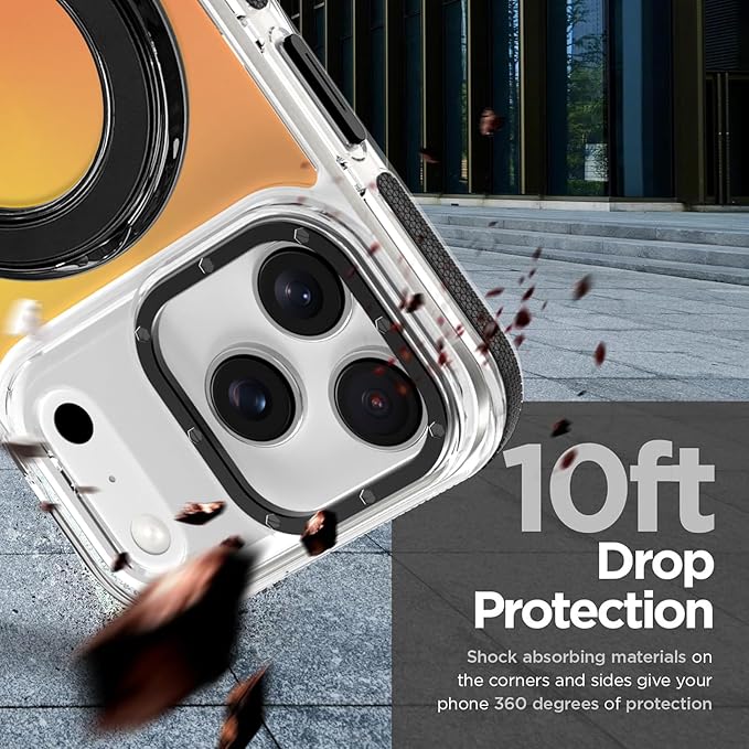 MOWIME Magnetic for iPhone 17 Pro Case with Stand [Compatible with Magsafe] [Cute Fashion Fluorescent Design] [1 Screen Protector] Slim Translucent Matte Case for iPhone 17 Pro 6.3" 2025, Black