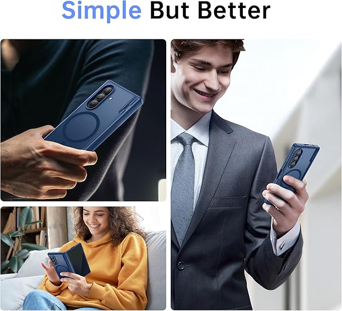 MOBOSI Magnetic for Z Fold 7 Case with Privacy Screen Protector, Compatible with Magsafe, Full-Body Slim Coverage Hinge Protection, Shockproof Phone Cover for Samsung Galaxy Z Fold7, Blue Shadow