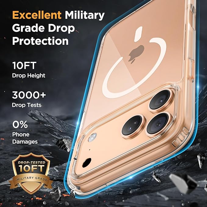 Miracase Magnetic for iPhone 17 Pro Max Case with Screen Protector [Compatible with MagSafe] Slim Thin Phone Case Military-Grade Protected for 17 ProMax Cover Bumper 6.9", Clear