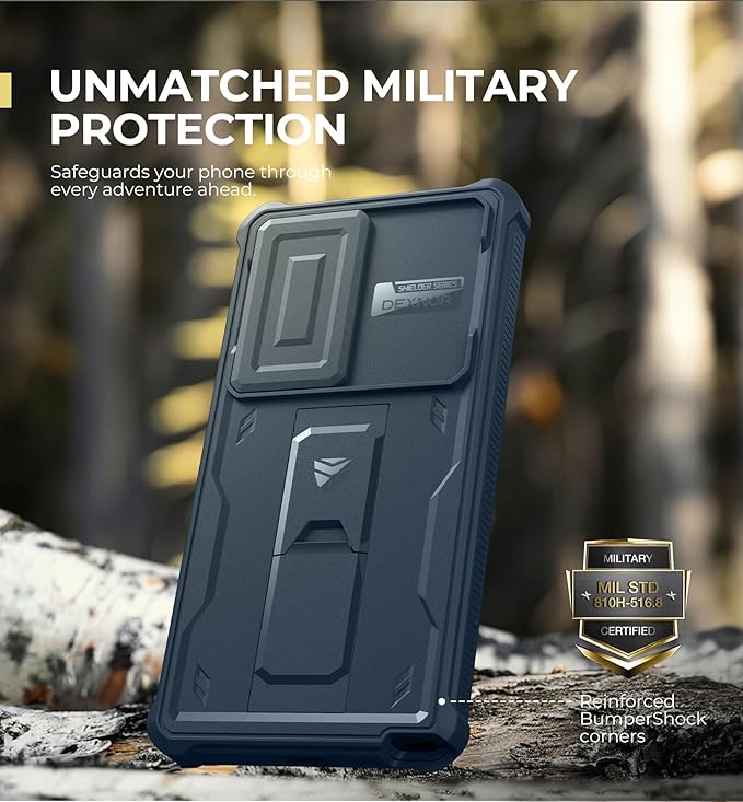 Dexnor for Samsung Galaxy S25 Ultra Case with Built-in Slide Camera Cover & Screen Protector & Kickstand, Heavy-Duty Shockproof Rugged Case Full-Body Bumper Cover for Galaxy S25 Ultra(2025),Navy Blue