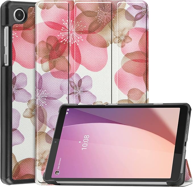 Case for Lenovo Tab M8 4th Gen 2023, Folding Folio Ultra-Thin PU Leather Stand Case Cover for Lenovo Tab M8 4th Gen TB-300FU Flower
