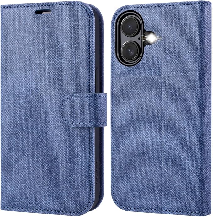 OCASE Compatible with iPhone 16 Wallet Case, PU Leather Flip Folio Case with Card Holders RFID Blocking Kickstand [Shockproof TPU Inner Shell] Phone Cover 6.1 Inch 2024, Denim Blue