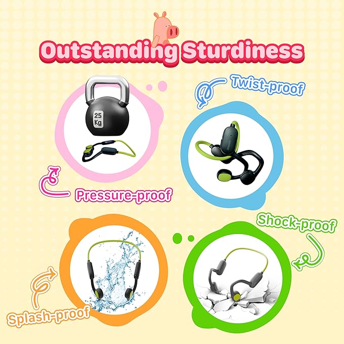 Kids Bluetooth Headphones Wireless Earbuds, Open Ear Headphones for Kids, Internal Mic, IPX5 Waterproof, 30g Lightweight & Robust, Air Conduction Non-in-Ear, 85dB Hearing Protection