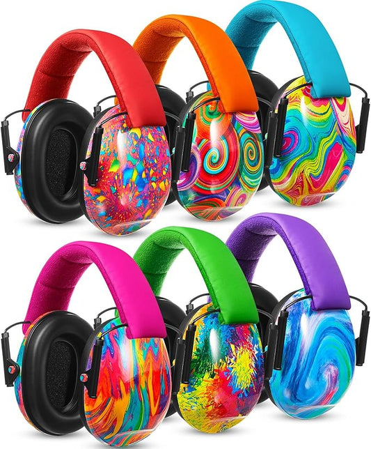 Amylove 6 Pcs Kids Noise Cancelling Headphones 27db Adjustable Earmuffs for Autism Sensory Toddler Children(Bright Colors)