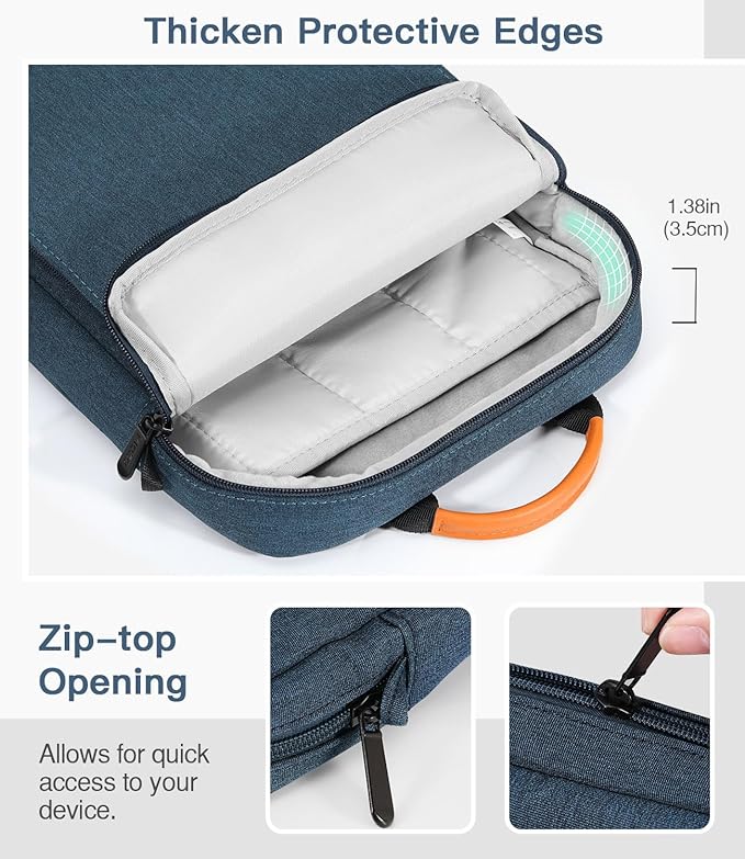 MoKo 12.9 Inch Tablet Sleeve Bag, Fits with 13 Inch New iPad Pro M4 & Air M2 2024,iPad Pro 12.9 M2&M1,Surface Laptop Go 12.4,Galaxy Tab S8+/S9+ 12.4,Handle Carrying Case with Shoulder Strap, Indigo