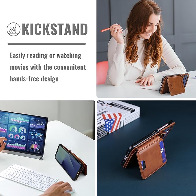 ASAPDOS for Samsung Galaxy Z Flip 7 PU Leather Wallet Phone Case with Card Slots (Holds 5 Cards), Anti-Drop Protection, Wrist & Shoulder Strap Brown