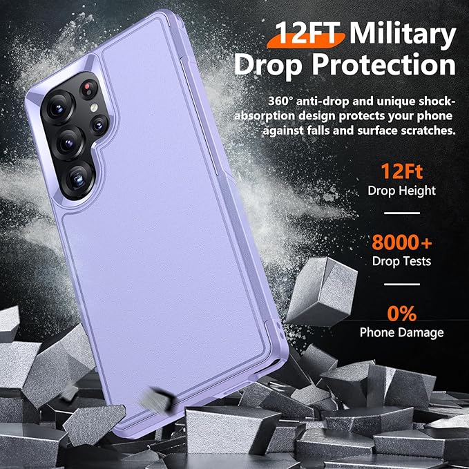 Red2Fire for Samsung Galaxy S25 Ultra Case, [Military Grade Drop Protection] Heavy Duty Full Body Shockproof Protection Non-Slip Phone Case for S25 Ultra Case 6.9 inch Purple