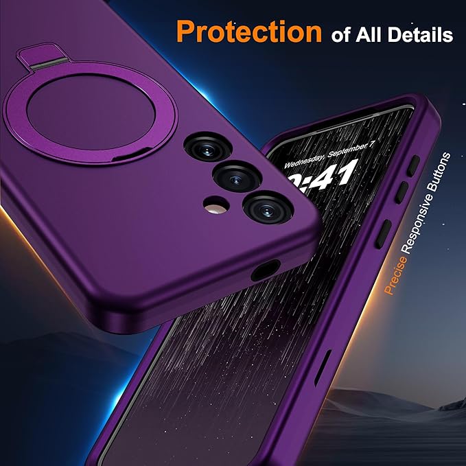 Designed for Samsung Galaxy S25 Plus Case with Magnetic Ring Stand [Compatible with Mag-Safe][Military Grade Drop Protection][Build in Kickstand] Shockproof S25+ Phone Case 6.7",Purple