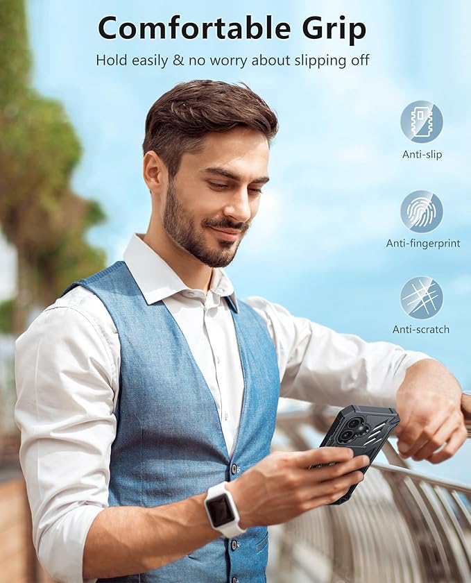 FNTCASE for iPhone 16 Phone Case: Rugged Protective Belt Clip Holster Heavy Duty with Built in Kickstand & Built-in Screen Protector | 360 Full Protection Shockproof Cover, 6.1inch (Black)