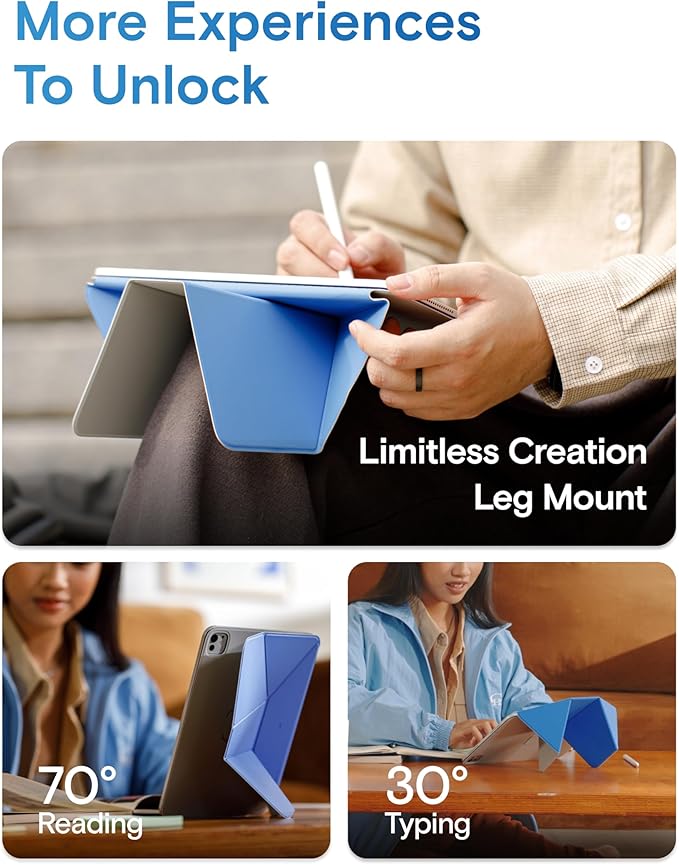 MOFT Dynamic Folio Case for iPad mini 7 A17 Pro (2024), iPad mini 6 (2021), Silm Magnetic Stand Case with 20+ Viewing Angles, Auto Wake/Sleep, Ultra Thin, Cement x Sapphire