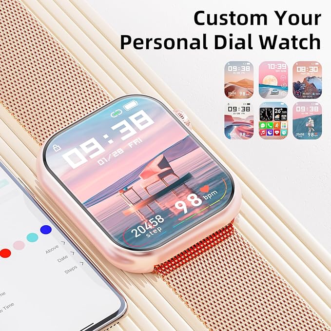 Hwagol Smart Watch (Answer/Make Call) 1.85inch Fitness Tracker, DIY Dials/Pedometer/Calories/Multiple Sport Modes/Voice Assistant, Smart Watches for Men Women Android iOS Phones