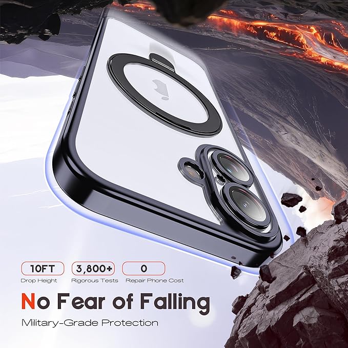 Compatible with Clear iPhone 16 Pro Case with Magnetic Stand [Compatible with Mag-Safe][Full Camera Len Protectors] Shockproof Plating Phone Case for iPhone 16 Pro 6.3’’,Black