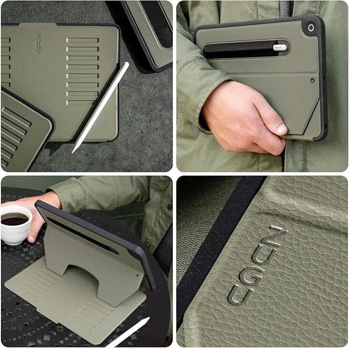 ZUGU CASE for 10.2 Inch iPad 7th / 8th / 9th Generation Case (2021/2020/2019), Protective, Thin, Sleek Design, Magnetic Stand, Sleep/Wake Cover, Magnetic Cover, Olive Green