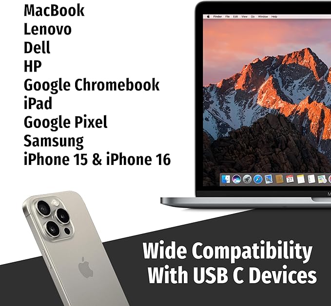 Symphonized Premium Wooden Airtube Headphones EMF Earbuds, 3D Sound, Microphone Volume Control, 8mm Bass Drivers Granting High Audio Quality for USB C Android Devices and iPhone 15 and Up ONLY