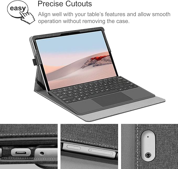 Fintie Protective Case for Microsoft Surface Go 4/3/2/1 (2023/2021/2020/2018) - Multi-Angle Portfolio Business Cover with Pocket, Compatible with Type Cover Keyboard, Gray