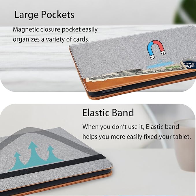 Cover for Samsung Galaxy Tab A7 Lite 8.7 Inch 2021 (Model SM-T227/T225/T220) Multi-Angle Viewing Stand Case with Hand Strap, Grey