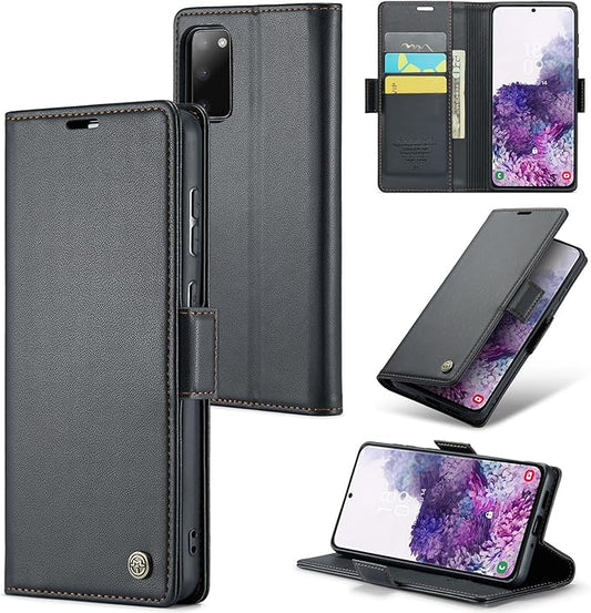 Case for Samsung Galaxy S20 Wallet Case, RFID Blocking PU Leather Flip Folio Cover Card Holder Kickstand Shockproof Phone Case Compatible with Samsung Galaxy S20, Black