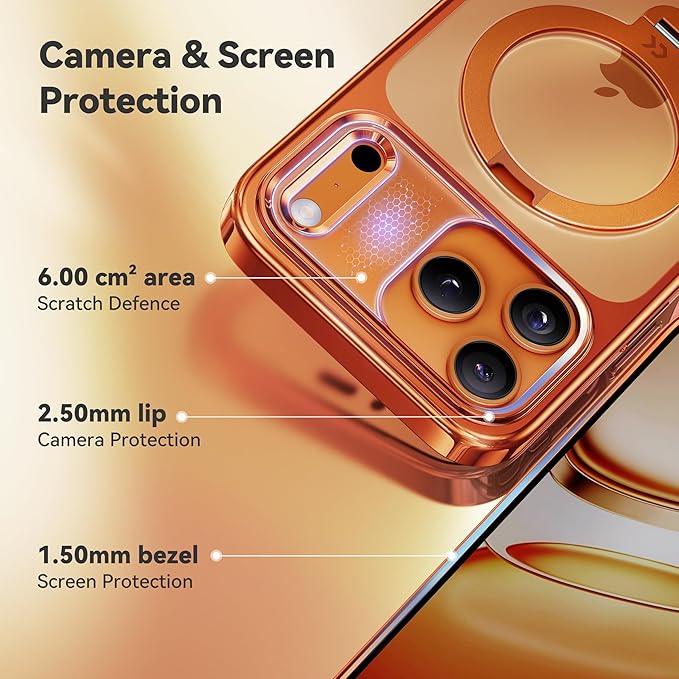CASEKOO Cosmic Orange for iPhone 17 Pro Max Case with 360 Spin Magnetic Stand [Fit for MagSafe][17FT Military Protection] Slim Polished for iPhone 17 Pro Max Case with Stand 6.9'', Cosmic Orange
