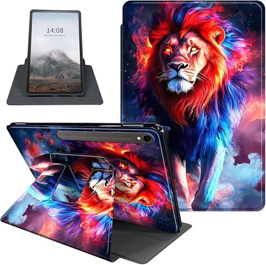 Case for Samsung Galaxy Tab S10 FE / S9 FE 5G 10.9 inch & Tab S9 11 inch, PU Leather 360° Rotating Stand Cover, Auto Sleep/Wake, Folio Smart Protective Cover, Lion