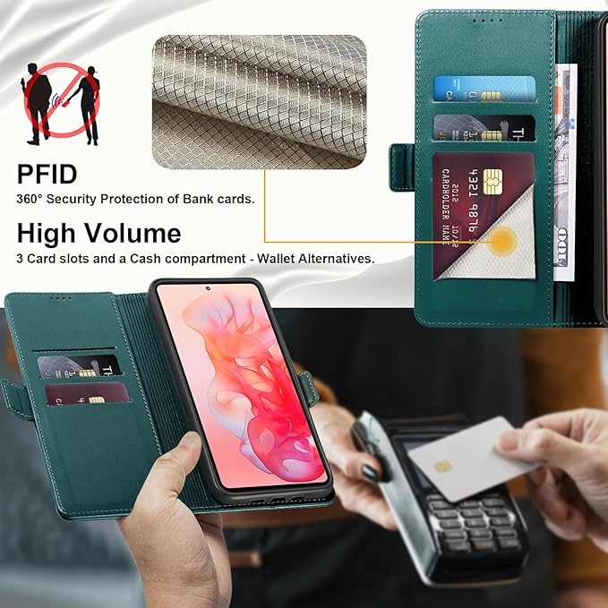 Wallet Flip Case for Moto G Stylus 5G (2024) - [RFID Blocking] Luxury PU Leather Card Holder Magnetic Phone Cover with Kickstand,Shockproof Protective Case,Green