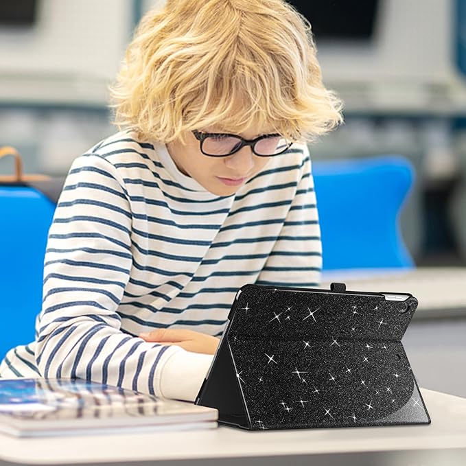 Fintie Case for iPad 9th / 8th / 7th Generation (2021/2020/2019) 10.2 Inch - [Corner Protection] Multi-Angle Viewing Stand Cover with Pocket & Pencil Holder, Auto Sleep Wake, Glittering Black