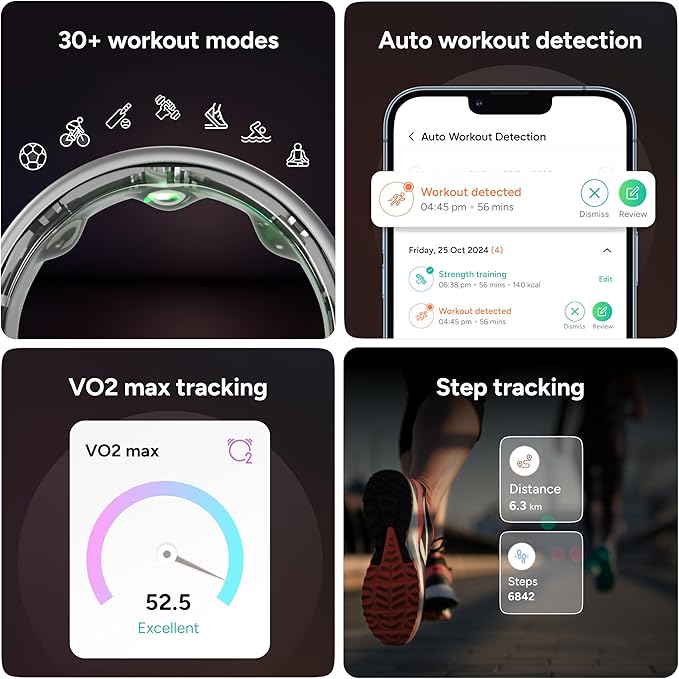 Gabit Smart Ring | 7+ Day Battery, Cycle Tracking | Sleep, Fitness, Nutrition, Stress | Calorie Tracking for Weight Loss | Buy Sizing Kit First | Smart Ring for Women & Men | Titanium, Rose Gold 14