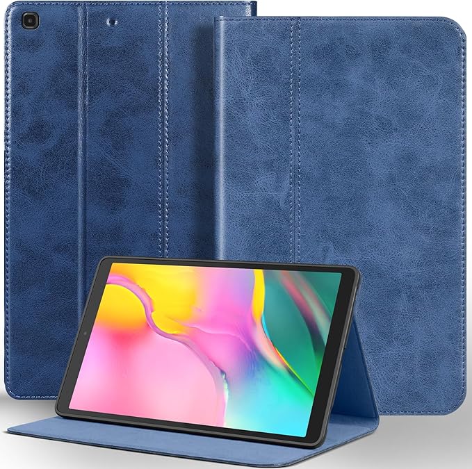 for Samsung Galaxy Tab A 10.1 inch Case 2019 Model(SM-T510/T515/T517) Genuine Leather Cover Protective Shell.Blue