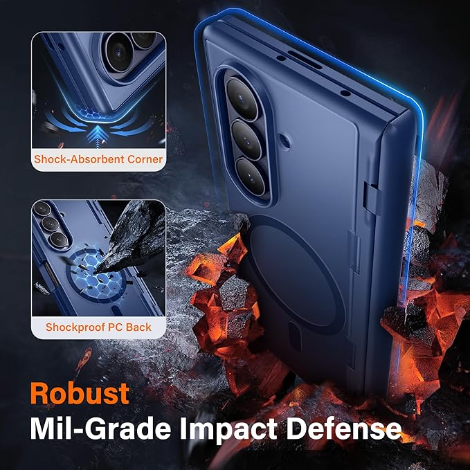 MOBOSI for Samsung Galaxy Z Fold 7 Case with Privacy Screen Protector, [Compatible with Magsafe], [Built-in Kickstand & Full Body Hinge Protection] Magnetic Slim Phone Case for Z Fold7, Blue