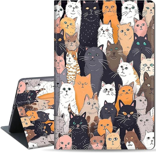 Slim Case for Samsung Galaxy Tab S10 FE / S9 FE 5G 10.9" & Tab S9 11", PU Leather Protective Cover, Multi-Angle Stand, Auto Sleep/Wake, Cat