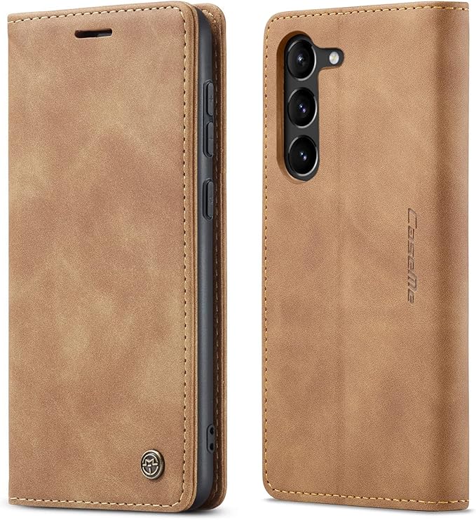 SINIANL for Samsung Galaxy S23 Plus Leather Case, Vintage Wallet Case Book Folding Flip Case with Kickstand Card Holders Slots Protective Cover for Galaxy S23 Plus Brown