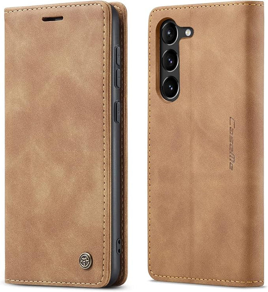 SINIANL for Samsung Galaxy S24 Case Wallet, Leather Book Folding Flip Cover with Kickstand Card Holders Slots Leather Case for Galaxy S24 Brown