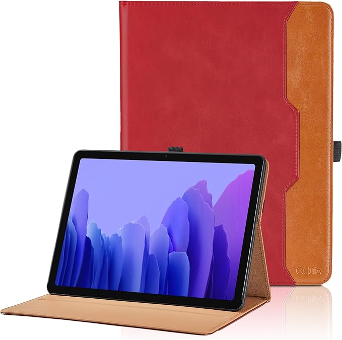 Case for Samsung Galaxy Tab A7 10.4 Inch 2020 (SM-T500/T505/T507) - PU Leather Folio Stand Case with Hand Starp and Pocket, Auto Wake/Sleep Smart Tablet Cover, Red