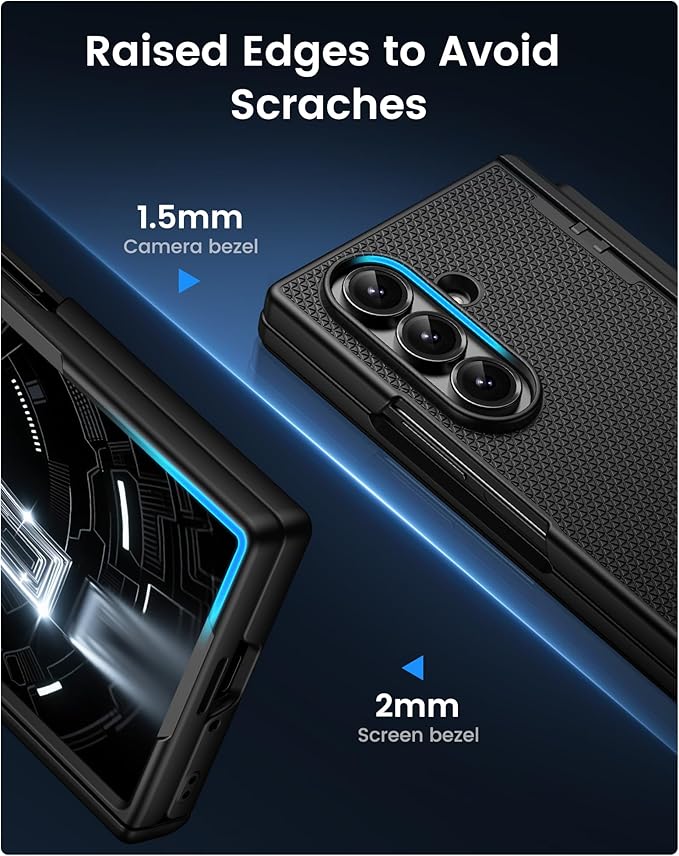 for Samsung Galaxy Z Fold 7 Slim Case with S Pen Holder, Front Screen Protector, Hinge Protection, Support Wireless Charging, Rugged Full Cover, Protective Phone Case for Samsung Z Fold7, Black