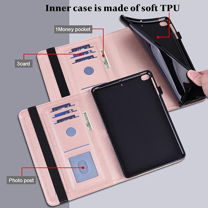 Case for Lenovo Tab M11 (TB-330FU/330XU) 11" 2024, Embossed Lace PU Leather Flip Folio Stand Cover Case with Elastic Band Card Slots Pen Holder & Multiple Viewing Angles- Rose Gold