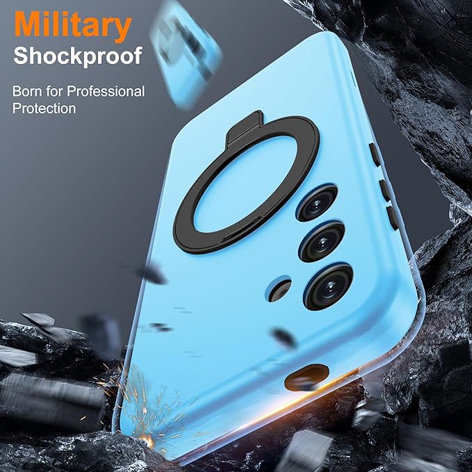 Designed for Samsung Galaxy S24 Plus Case with Magnetic Ring Stand [Compatible with Mag-Safe][Military Grade Drop Protection][Build in Kickstand] S24+ Phone Case 6.7",Blue