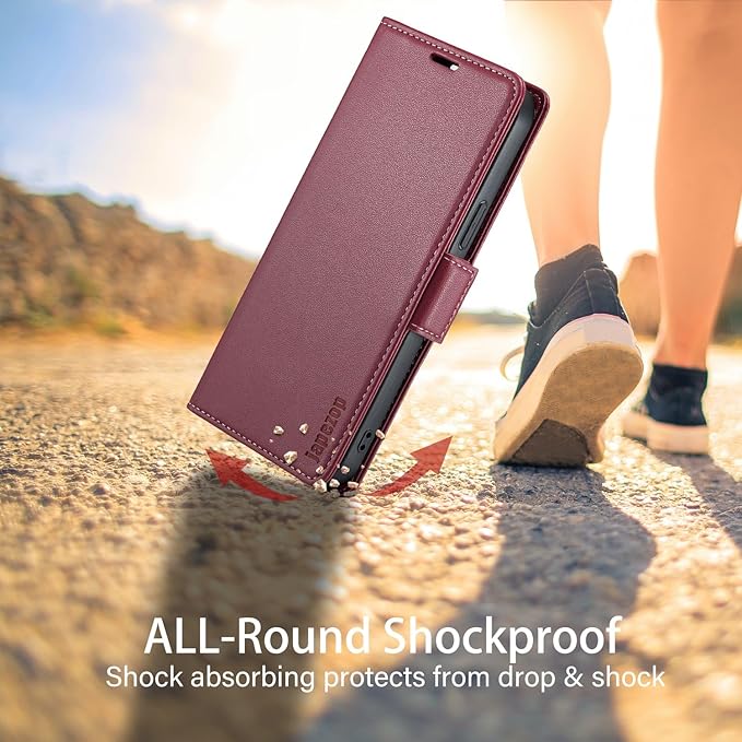 japezop iPhone 15 Pro Max 5G Wallet Case with [RFID Blocking],Card Holder Kickstand Magnetic,Leather Flip Case Wallet for iPhone 15 Pro Max 5G 6.7 (Fashion Red)