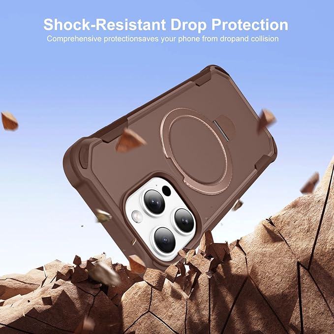 Compatible with iPhone 16 Pro max Case with Invisible Magnetic Ring Stand [Compatible with Magnetic] [Military Drop Protection] Shockproof Hard Back Soft Edge Promax Case 6.9 Inch, Khaki