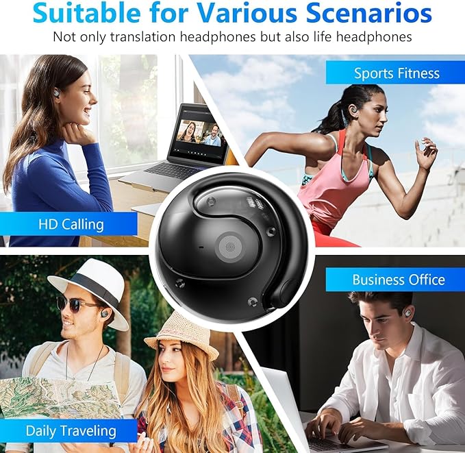 Open Ear Wireless Hanging Earbuds, Ideal for Workout, Non - in - Ear Design with Wireless Connectivity, Sports - Oriented with Ultra - Long Battery Life, Spherical Shape, Black