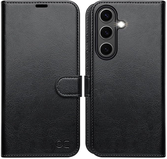 OCASE Compatible with Galaxy S25 Wallet Case, PU Leather Flip Folio Case with Card Holders RFID Blocking Kickstand [Shockproof TPU Inner Shell] Protective Phone Cover 6.2 Inch 2025, Black