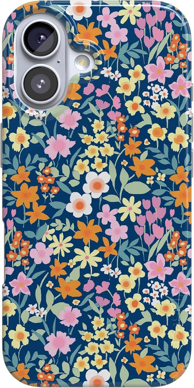 Casely iPhone 17 Case | Full Bloom | Navy Floral | Compatible with MagSafe | Classic Ultra Slim Design