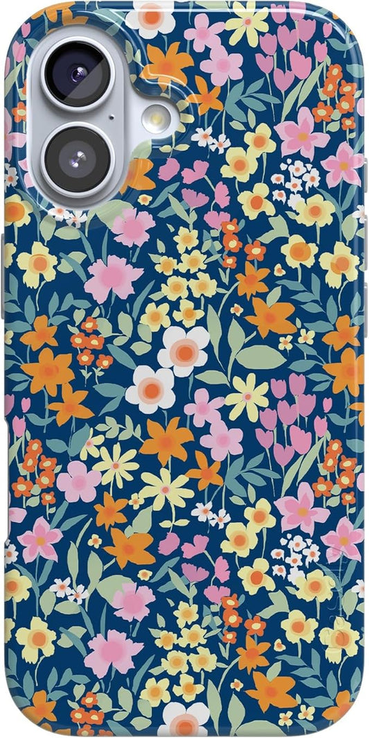 Casely iPhone 17 Case | Full Bloom | Navy Floral | Compatible with MagSafe | Classic Ultra Slim Design