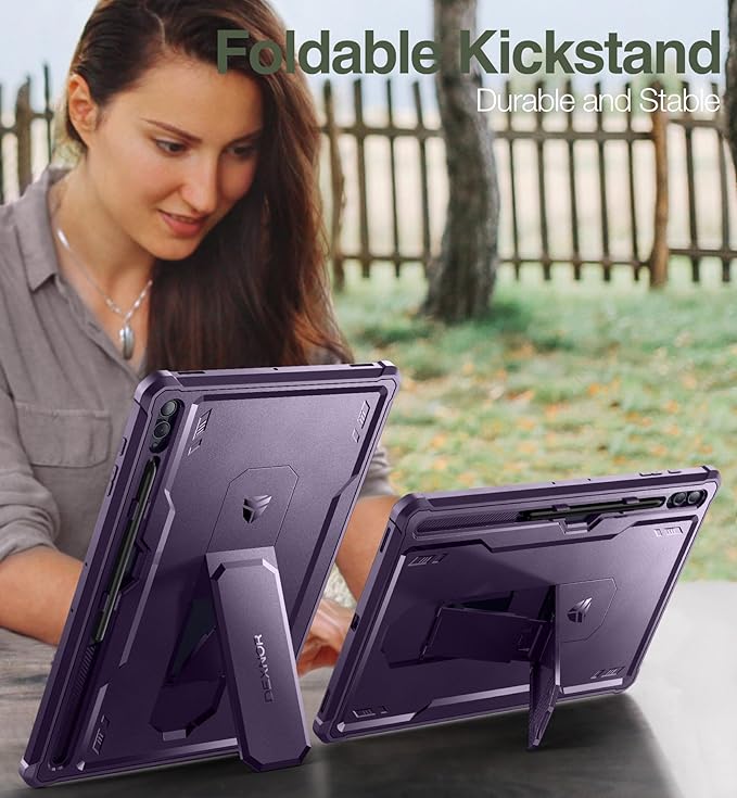 Dexnor Case for Samsung Galaxy Tab S10 Ultra (2024), S9 Ultra(2023), S8 Ultra(2022) 14.6 Inch, [Built in Screen Protector & Kickstand] with Pen Holder Heavy Duty Shockproof Protective Cover - Purple