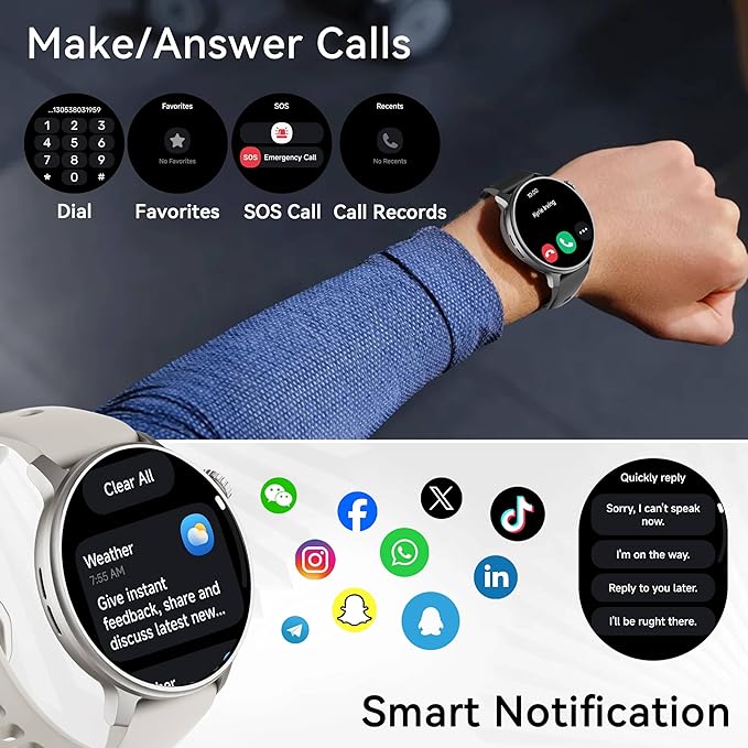 KPEP GPS Running Watches for Men Women, 1.43'' AMOLED/2 Straps/3ATM Waterproof Sports Watch, Compass, Barometer, Altimeter, 24/7 Stress/SpO2/Heart Rate Monitor, Sleep Tracker, Fitness Tracker, Black