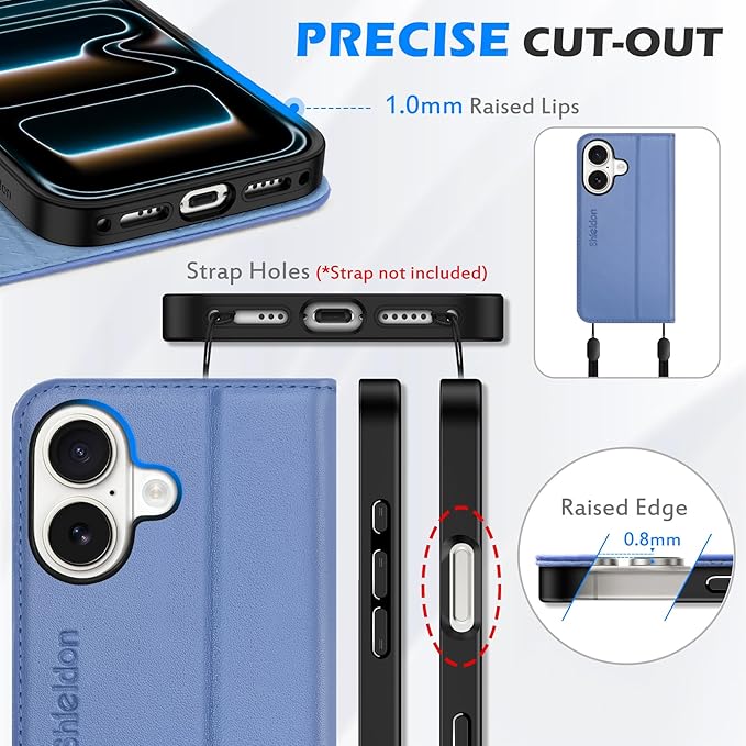 SHIELDON Real Leather Case Wallet for iPhone 17 6.3-inch 5G 2025 | Magnetic Closure | Folio | RFID Blocking Card Holder | Kickstand | Soft Shockproof Phone Cover | Wisteria Purple