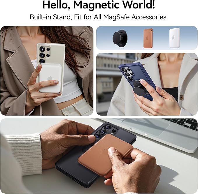 CASEKOO Patented 360° Spin Magnetic Stand for Samsung Galaxy S25 Ultra Case [18FT Military Drop Protection] [Compatible with MagSafe] Matte Translucent Slim S25 Ultra Case 6.9'' 2025, Blue