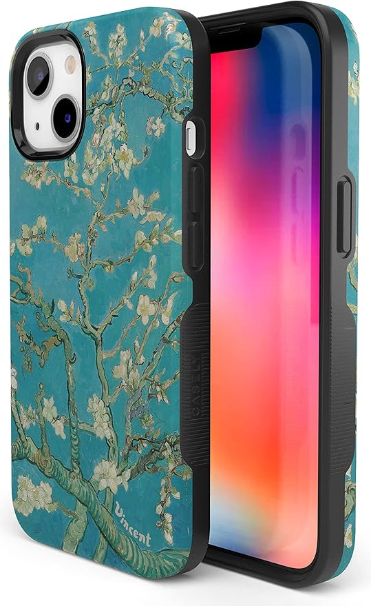 Casely iPhone 14 Case | Blue Awakening | Van Gogh Almond Blossom | Compatible with MagSafe | Bold Protective Design