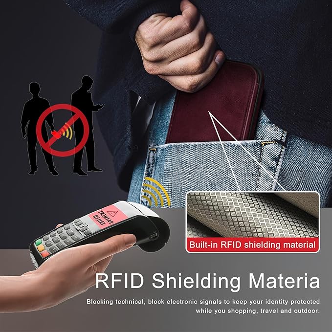 DJDUCK Designed for iPhone 14 Case Wallet with Card Holder, [Magnetic Clasp Cover] [RFID Blocking Leather Protection] Shockproof Women Men Cases 6.1 Inch for Apple 14 Wine Red