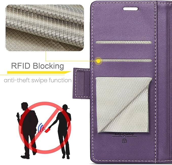 for Samsung Galaxy A26 5G Case, Premium PU Leather Wallet Case Flip Cover with [RFID Blocking][Card Holder][Stand Function] Shockproof Protective for Samsung Galaxy A26, Purple