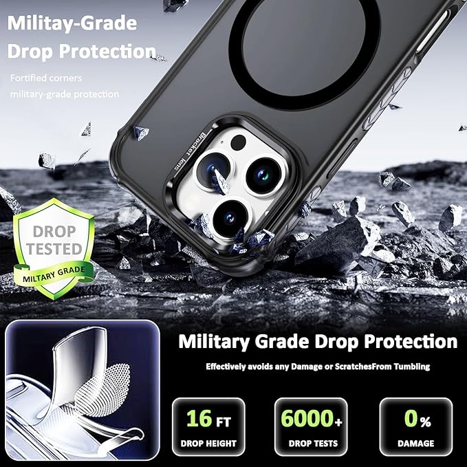 16 Pro Max Case Magnetic for iPhone 16 ProMax, Supports Wireless Charging [Compatible with MagSafe Accessories] Magnetic Case for iPhone 16 Pro Max, Black